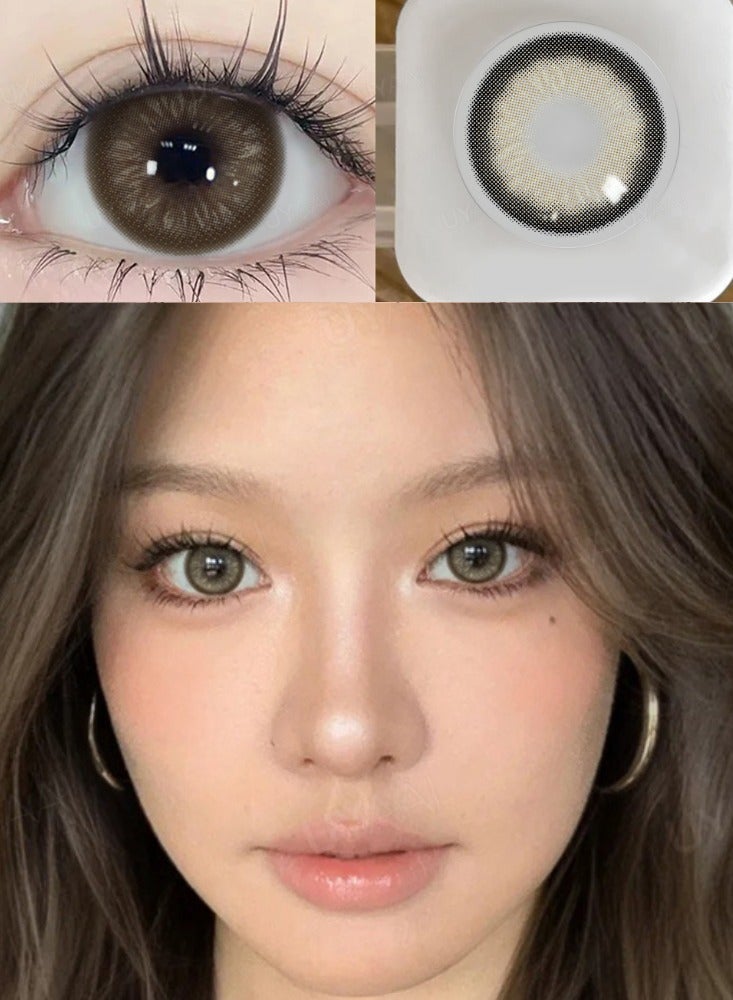 UYAAI Black Swan Brown Yearly Colored Contact Lenses, Unisex Cosmetic Contact Lenses, Natural Fashion Lenses, 42% Water - Image 1